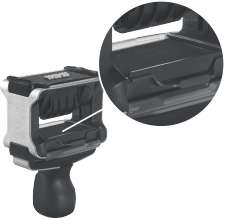 picture of a Trodat brand heavy duty stamp, upside down, showing the built in ink pad